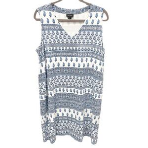 J. Jill Dress Women's XL Petite Blue White Striped Floral Wearever Jersey Knit